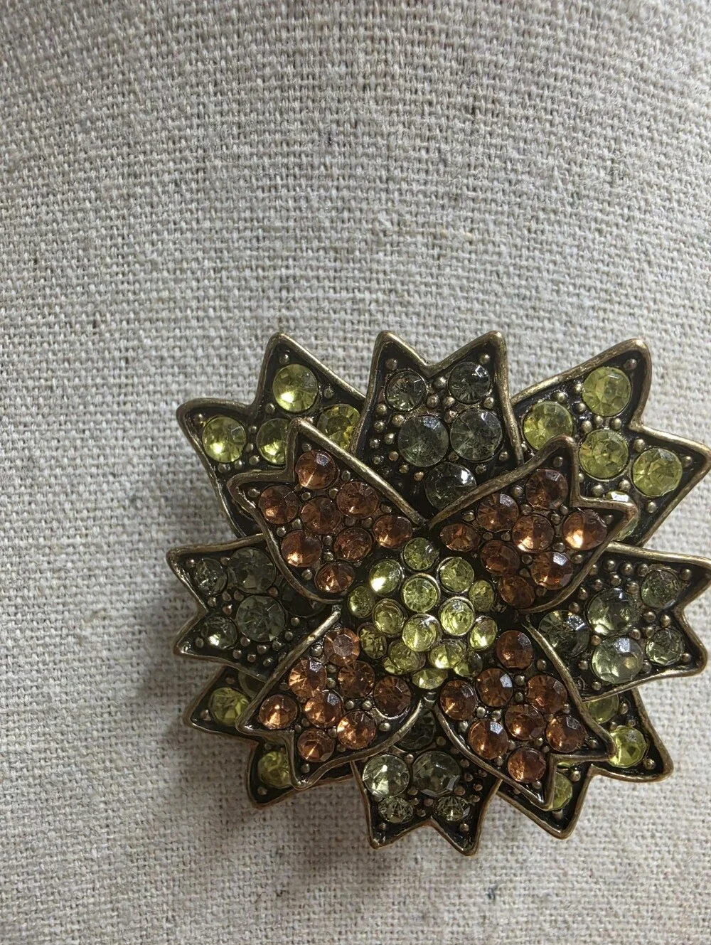 Vintage  Floral  Rhinestone Statement Brooch